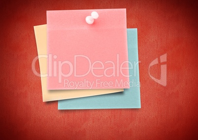Composite image of colored Sticky Note against red background