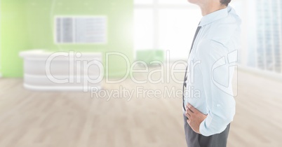 Businessman torso in the neutral room