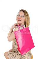 Happy woman with shopping bag.