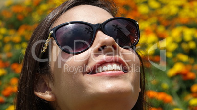 Happy Teen Girl With Sunglasses