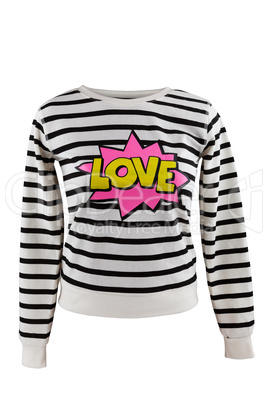 Striped sweater with 'Love' sign