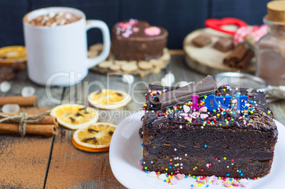 piece of chocolate cake on a white plate Sacher