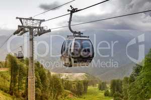 Cableway in the mountains at a ski resort
