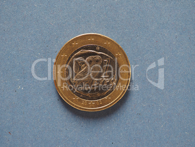 1 euro coin, European Union, Greece over blue