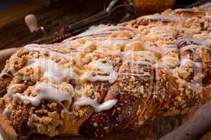 braided yeast bun with jam