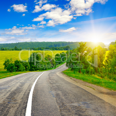 country road and beautiful sunset