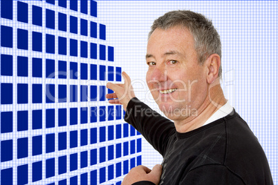Man pointing at object
