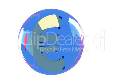 Glass globe with EURO sign, 3d illustration