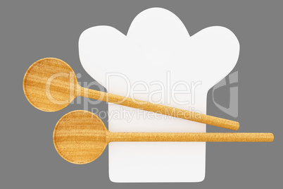 Cooking cap with cooking spoon, 3d-illustration