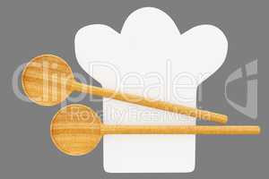 Cooking cap with cooking spoon, 3d-illustration