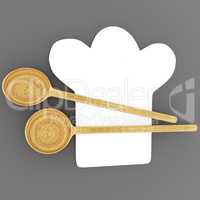 Cooking cap with cooking spoon, 3d-illustration