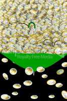 Umbrella full of money coins, 3d-illustration
