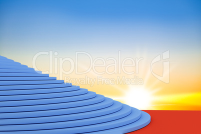Staircase with red carpet, 3d-illustration