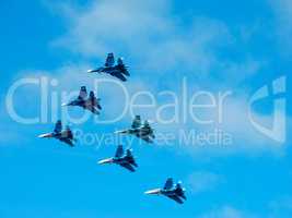 Military fighter jets during demonstration