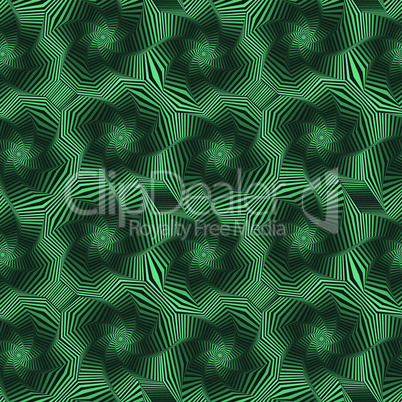 Seamless pattern with rotating green octagonal stars