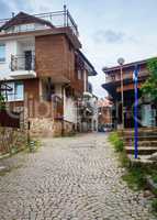 Ancient architecture and cobbled stone pavement