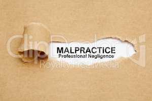 Malpractice Torn Paper Concept