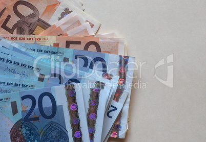 Euro (EUR) notes, European Union (EU) with copy space