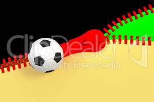 Zipper with soccer ball and german national colors, 3d illustration