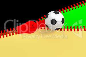 Zipper with soccer ball and german national colors, 3d illustration