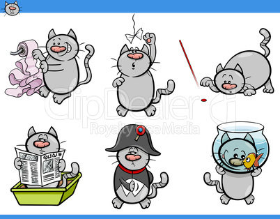 cat humor characters set