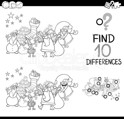 difference game with santa for coloring