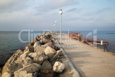 Breakwater extending in the sea