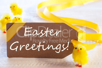 Label, Chicks, Text Easter Greetings