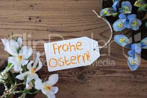 Flowers, Label, Frohe Ostern Means Happy Easter