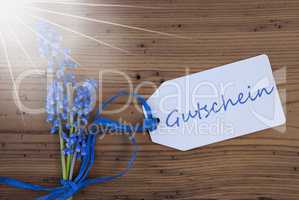 Sunny Srping Grape Hyacinth, Label, Gutschein Means Voucher