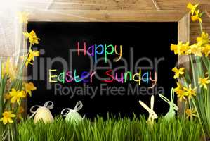 Sunny Narcissus, Egg, Bunny, Colorful Text Happy Easter Sunday