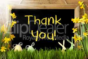 Sunny Narcissus, Easter Egg, Bunny, Text Thank You