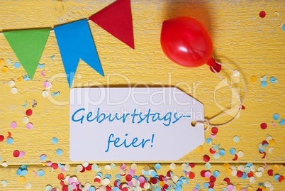 Party Label, Confetti, Balloon, Geburtstagsfeier Means Birthday Celebration
