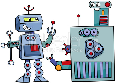 robot characters cartoon illustration