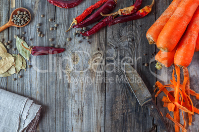 Grey wooden background with vegetables