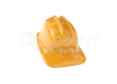 Yellow construction helmet on white