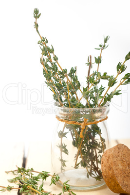 fresh thyme on a glass jar