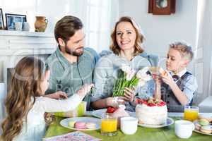 Family celebrating Mothers Day