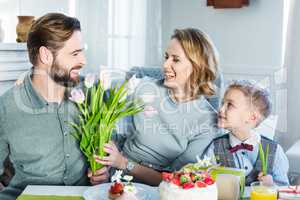 Family celebrating Mothers Day