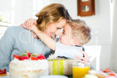 Happy mother and son