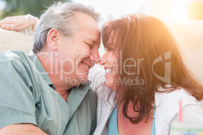 Happy Middle Aged Couple Enjoy A Romantic Moment Outside