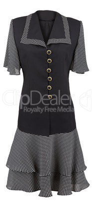 Black elegant dress with dotted collar and sleeves