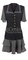 Black elegant dress with dotted collar and sleeves