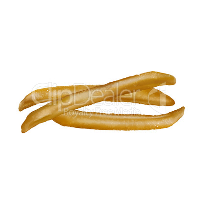 French fries on white background