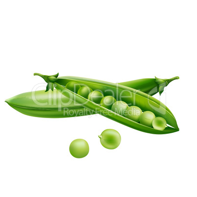 Green peas on white background