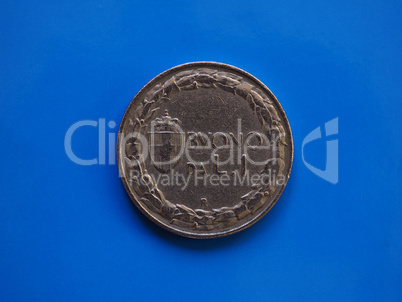 1 lira coin, Kingdom of Italy over blue