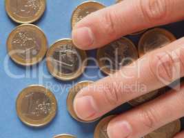 Euro coins, European Union over blue