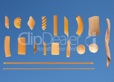 Traditional Italian pasta, blue sky background