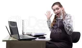 Amazing pregnant woman in office