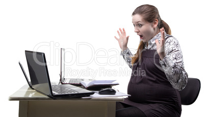 Guilty pregnant woman at work